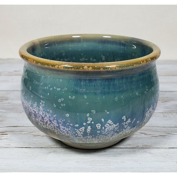 Pamela Rodger Planter Teal Blue Porcelain Bragg Creek AB 4.5" Canadian Pottery - Picture 2 of 10